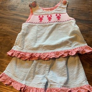 Little girl smocked short set